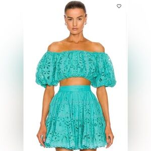 NWT Rococo Sand Moss crop top and mini skirt set.